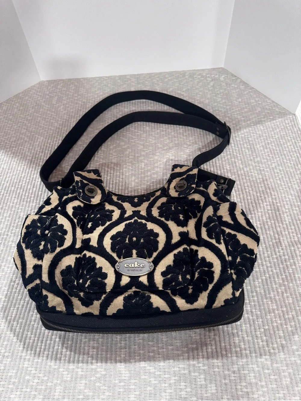 Cake by Petunia Black Forest Cake Cosmopolitan Carryall Diaper Bag Cut Velvet